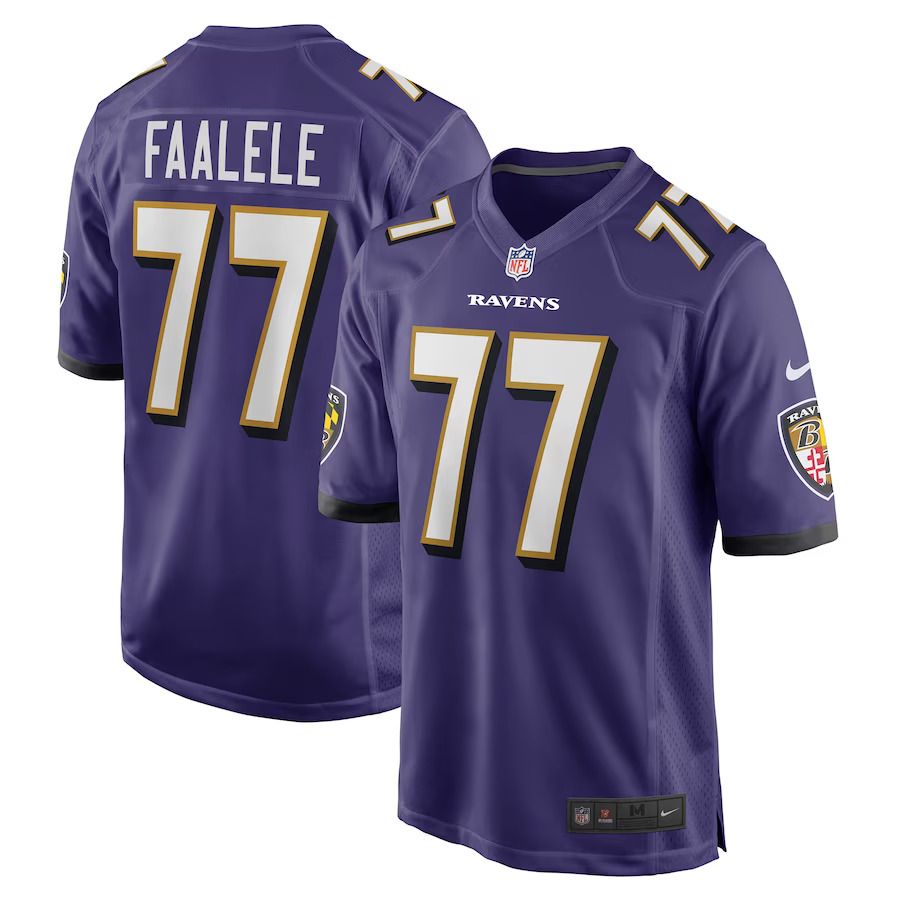 Men Baltimore Ravens #77 Daniel Faalele Nike Purple Player Game NFL Jersey